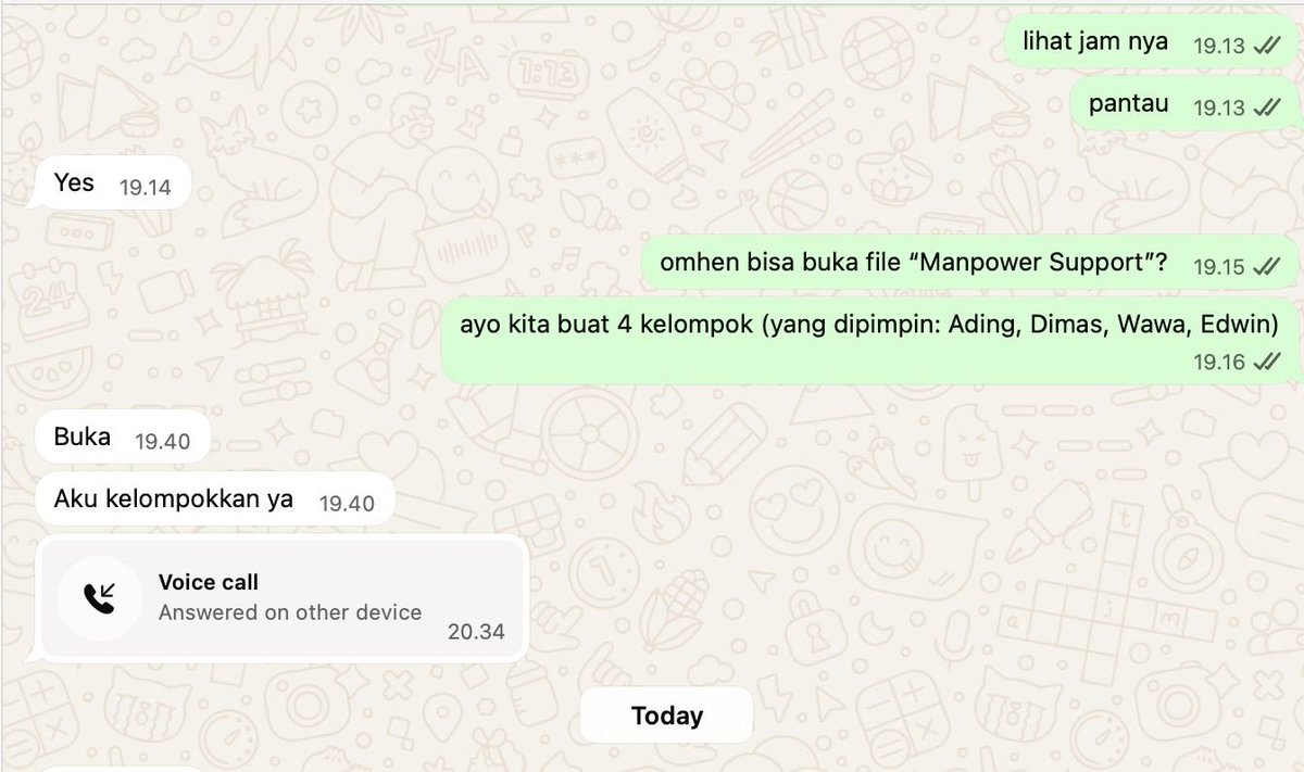 Drama pagi-pagi 06.49:
Aku : "Hallo selamat pagiii"
Boss: "Kamu beneran bisa kerjakan gak?" (nada tinggi)
Aku: "Bisa" 
Boss: "Aku cuma minta kamu selesaikan kok!" 
.
Krik krik krik. Perasaan mah si Boss tadi malem yang nulis gini: "Aku kelompokkan ya".
.
Boss yang gak kerjakan