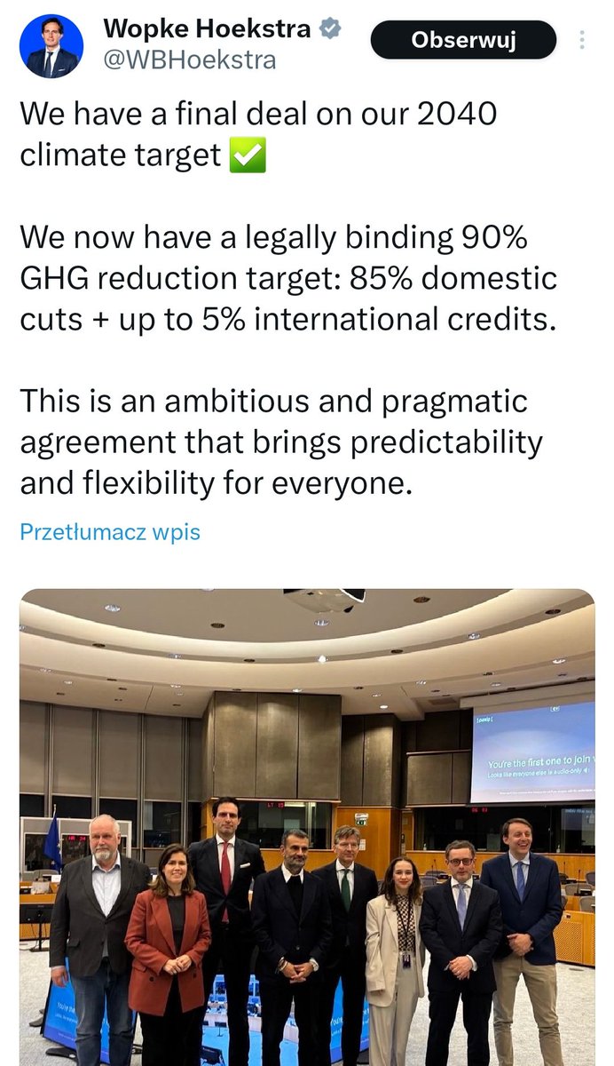 MAMY TO 🇪🇺😍😍😍

Dziś w nocy unijni przedstawiciele uzgodnili, że za 15 lat Unia Europejska ma osiągnąć 90% redukcji emisji gazów cieplarnianych (względem stanu z 1990 roku)💪💪💪

Oznacza to walkę o lepsze jutro dla naszych dzieci 🤗🤗🤗

W tym celu wymagane będzie
