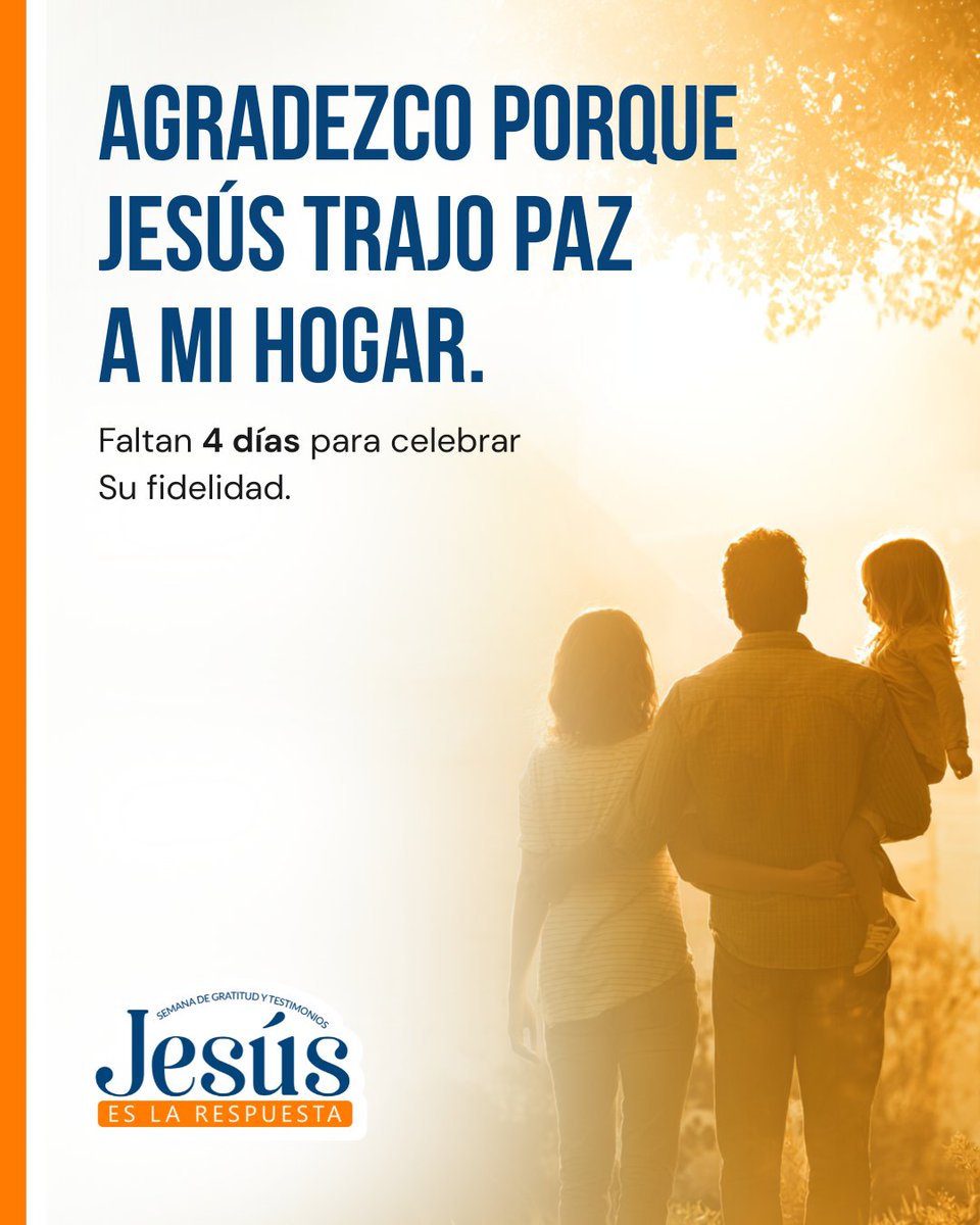 No hay mayor bendición que un hogar donde Jesús habita.
Él es quien trae paz, armonía y amor.

#HogaresEnJesús
#SemanaDeGratitud
 #SGyT2025 #SemanaDeGratitudyTestimonios