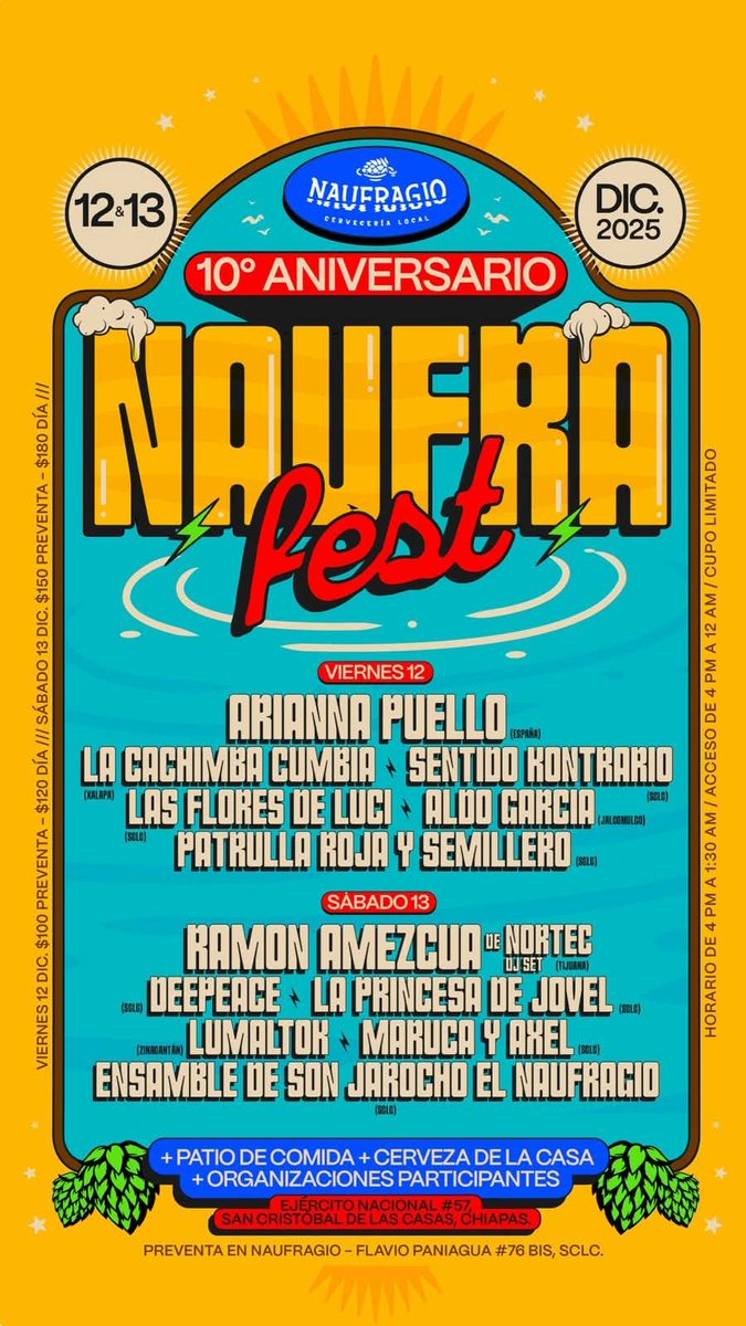 ¡10 Aniversario Naufragio! 

Sábado 13 de Diciembre #PsicodelicPoxBlues

Ejerctio Nacional #57 San Cristóbal de Las Casas