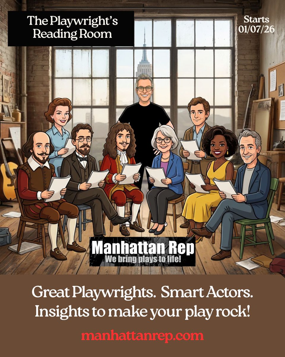 ManhattanRep's tweet image. Come join Ken Wolf, &amp;amp; some of the most talented actors ever to grace the stage at Manhattan Rep for a one-of-a-kind opportunity, to develop your play with professional actors.

Dates: Wed. Jan. 7, 14, 30, Feb 4, 11, 18
Time: 10 am to 12 pm ET

manhattanrep.com/reading-room

#plays