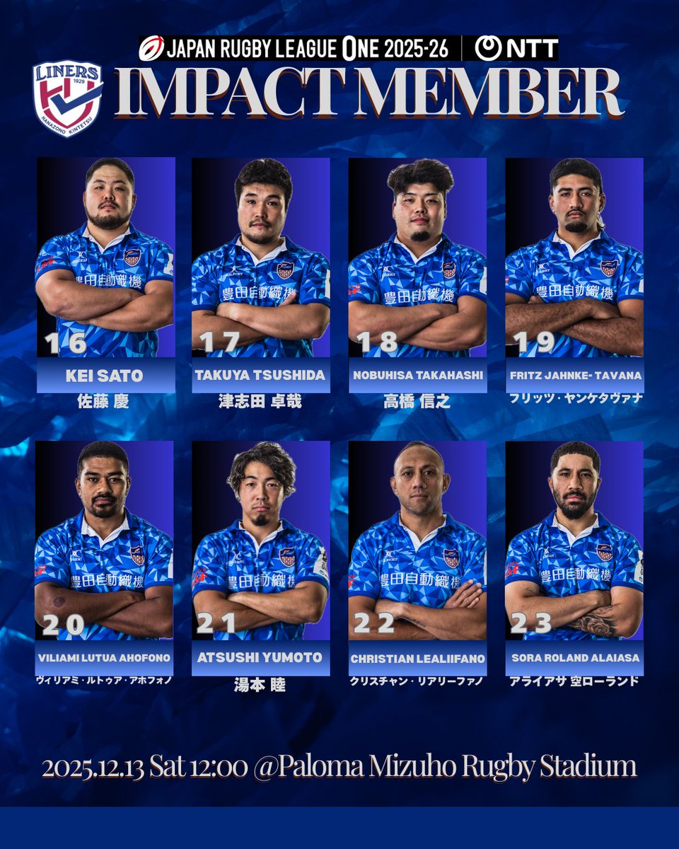 🔵メンバー発表🟠 🏆 NTTジャパンラグビーリーグワン2025-26 DIVISION2