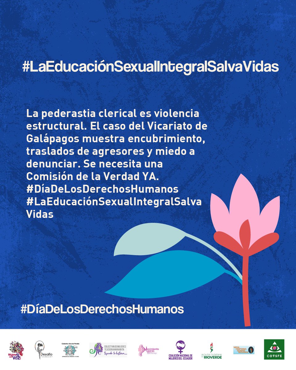 La pederastia clerical es violencia estructural. El caso del Vicariato de Galápagos muestra encubrimiento, traslados de agresores y miedo a denunciar. Se necesita una Comisión de la Verdad YA. #DíaDeLosDerechosHumanos #LaESISalvaVidas <a href="/sybelmartinez/">Sybel Martinez</a> <a href="/rociorosero/">Rocío Rosero Garcés</a> <a href="/ZAMenendez/">Zoila Menéndez V.💚💜</a>