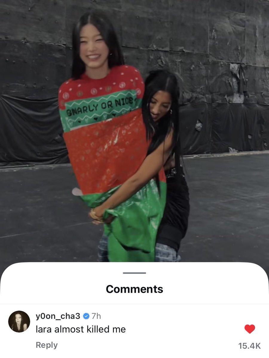 yoonchae's comment on the yoonara ig reel

🐚 lara almost killed me