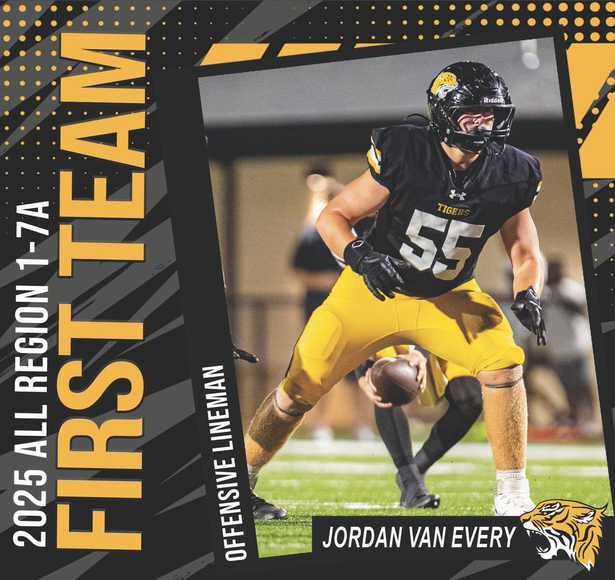 HHS_TigersFB's tweet image. Congratulations to the following Tigers for being named to the 2025 Region 1-7A First Team! 🏈🐅

Joseph Newberry
Shawn Scott
Jackson Weathers
Kaleb Hickman
Noah Elam
Asher Lawson
Cooper Lankford
Jakson Holliman
Jordan Van Every
 
#StandOnBusiness
