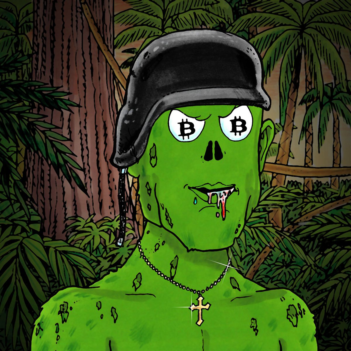 JungleFreaksNFT's tweet image. There are 5 "special backgrounds" in the OG Jungle Freaks Gen 1 collection: headquarters/ waterfall/ treehouse / destroyed city/ jungle night. They are some of most held onto traits in collection and are future examples of the effort and detail put into this hand-drawn art. These…