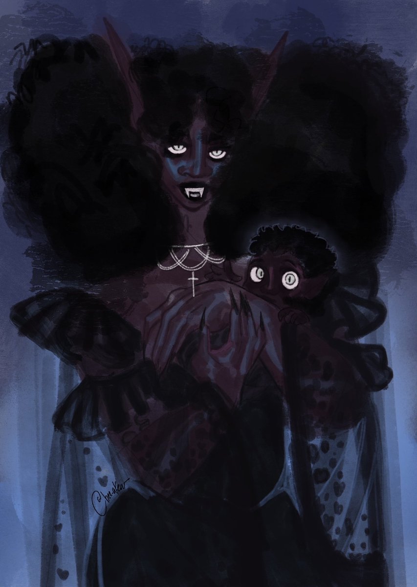 officialseasta1's tweet photo. A goth black vampire named Joyce with her daughter Lumine
#myocs #vampireocs #vampireart https://t.co/0jlpnTCIwB