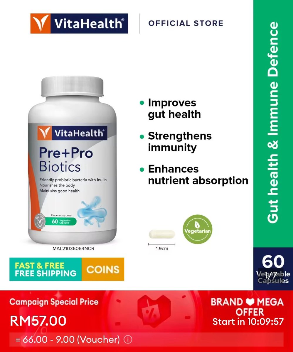 What to grab during 12.12 all out campaign tonight.
VitaHealth Pre+ProBiotics
🛒🛍️👇
s.lazada.com.my/s.G9T7G?cc

#ShoppingApaHariNi #onlineshopping #preprobiotics