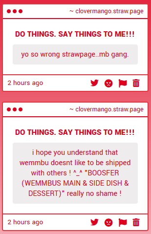 said this in the uau server but i'll say it here too, everyone in the server is very aware of the boundaries ccs have set and if you were active in the server/knew the people there you'd know the boosf/wem stuff is all system related and has nothing to do with the ccs themselves+