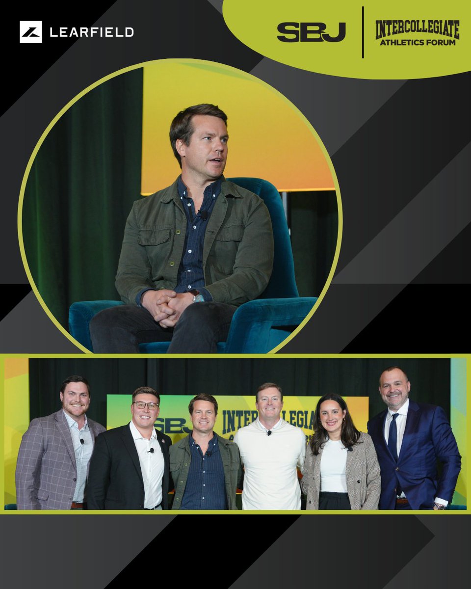 Learfield's tweet photo. Great insights from Grant Jones at the @SBJ Intercollegiate Athletics Forum on how content and creative strategy fuel NIL awareness and athlete visibility.
Thank you to moderator Shannon Terry and all the panelists for a session full of insights and best practices.
#Learfield #CollegeSports #NIL #SBJIAF