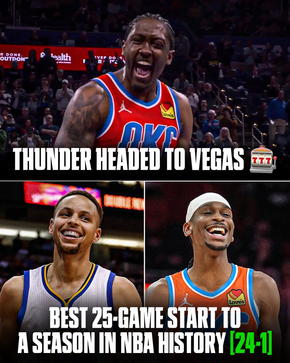 OKC IS HEADED TO THE NBA CUP SEMIS IN VEGAS ⚡
They just matched the 2015-16 Warriors for the best 25-game start in NBA history 🔥