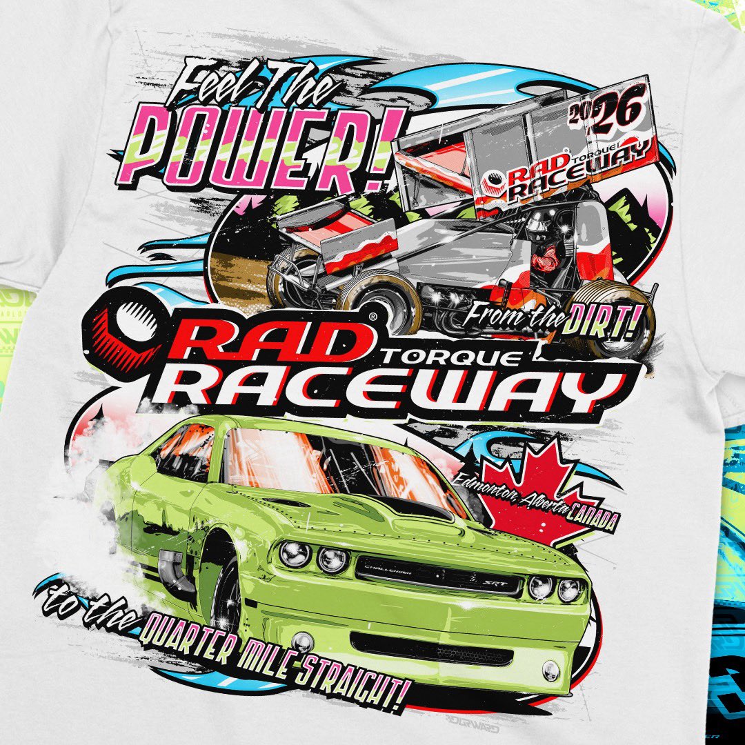 BDurward's tweet image. All new gear for the 2026 season for @RadRaceway .

They wanted a retro old NHRA dragster event tshirt look, and that’s what I tried to target as the end result🖍️

Draw in the details.
Doodling. Pays. Off 🖍️