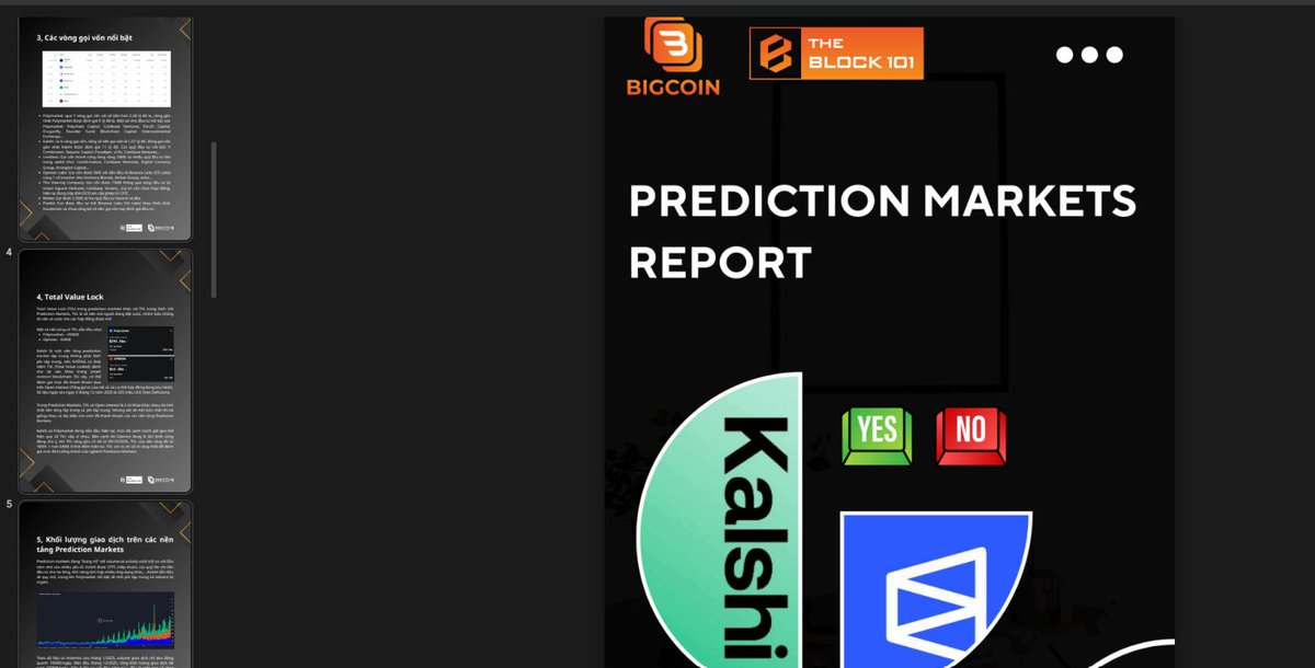 Báo cáo về Prediction Markets - hoàn toàn miễn phí

Báo cáo được thực hiện bởi BigcoinVietnam, Prediction Market đang âm thầm phát triển vô cùng mạnh mẽ. Việc tìm hiểu và nắm rõ toàn nghách này giúp không bỏ lỡ cơ hội nếu Prediction Markets bùng nổ tương lai.