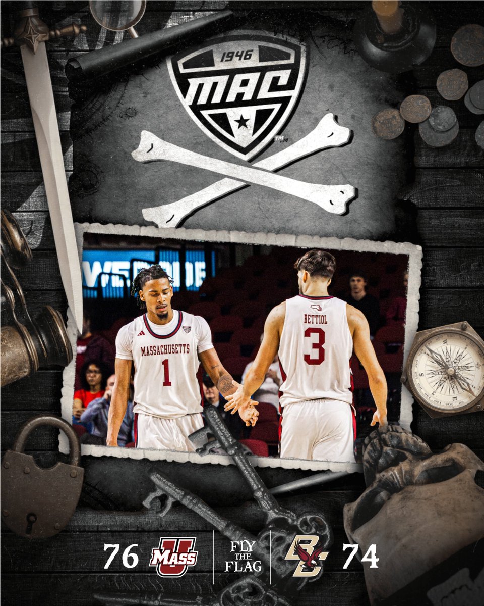 FLY THE FLAG! 🏴‍☠️

UMass holds off Boston College for a 76-74 win!! 🚩

<a href="/UMassMBB/">UMass Men's Basketball</a> | #MACtion
