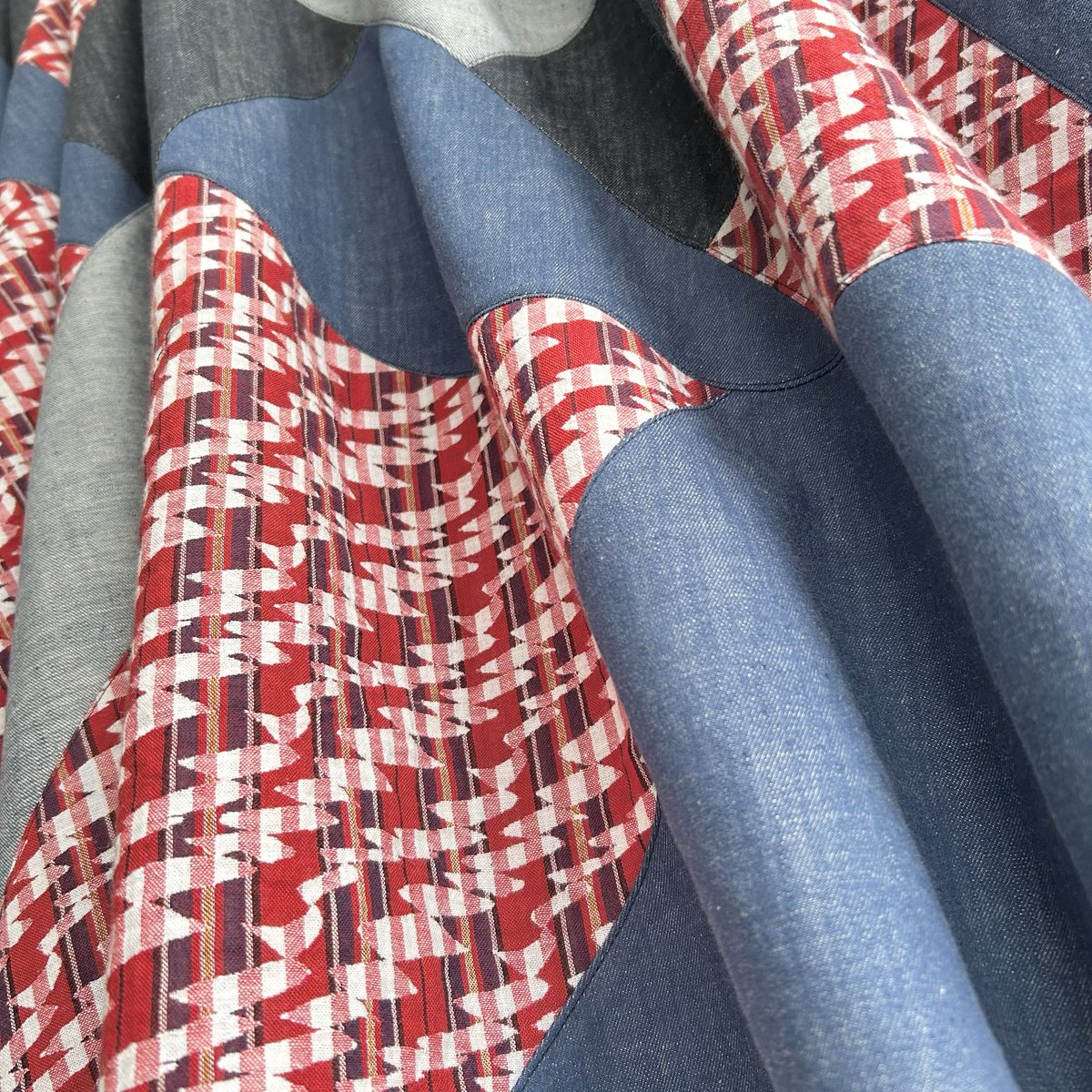 quichidesign's tweet photo. デニムパッチワークスカート完成☆
一点物&amp;新作をご用意してお待ちしております！

クリエーターズマーケットvol.53
ポートメッセなごや2・3号館
ブースNo.M-875,876

#クリエーターズマーケット https://t.co/hpXum9DFu3