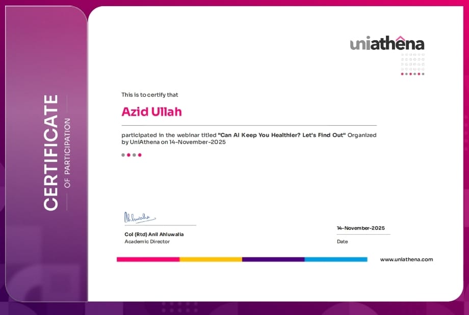ajit_ullah39518's tweet photo. AI healthcare certificate https://t.co/9SwZbXmwmL