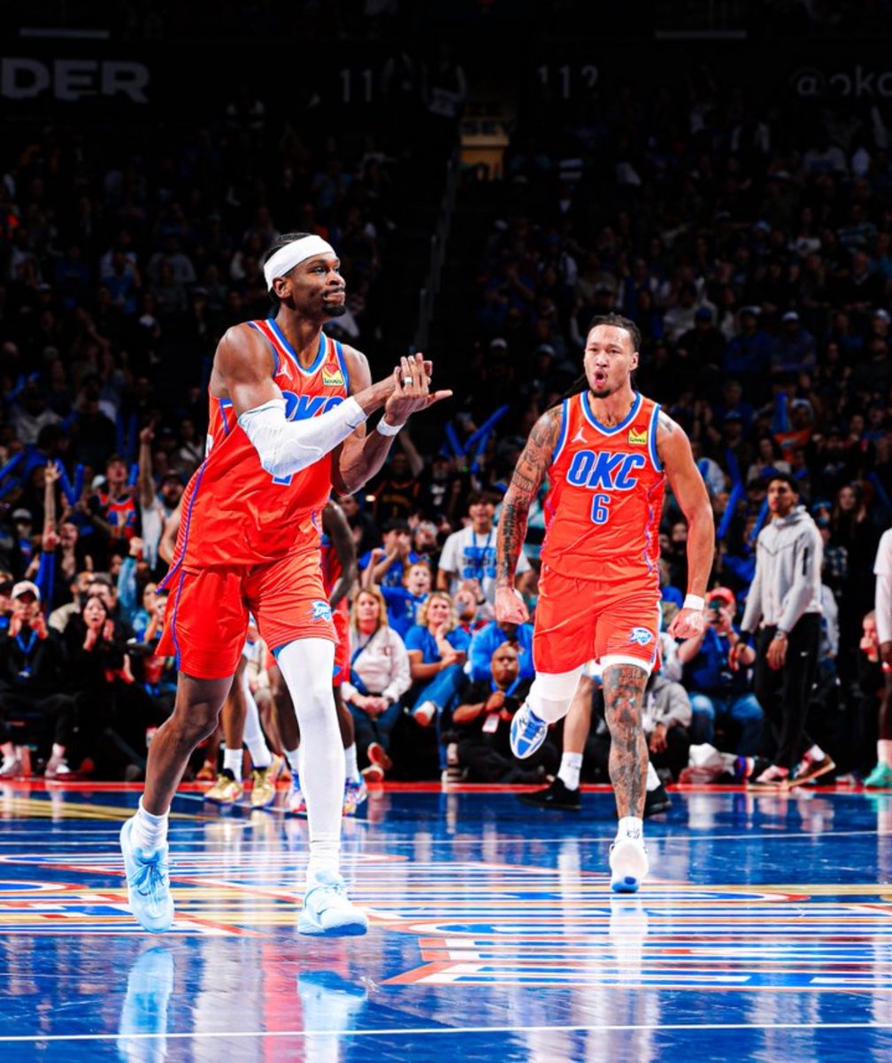 THE OKLAHOMA CITY THUNDER HAVE WON A FRANCHISE RECORD 16 GAMES IN A ROW. 

THEY’RE THE SECOND TEAM IN NBA HISTORY TO START 24-1 ⚡️.