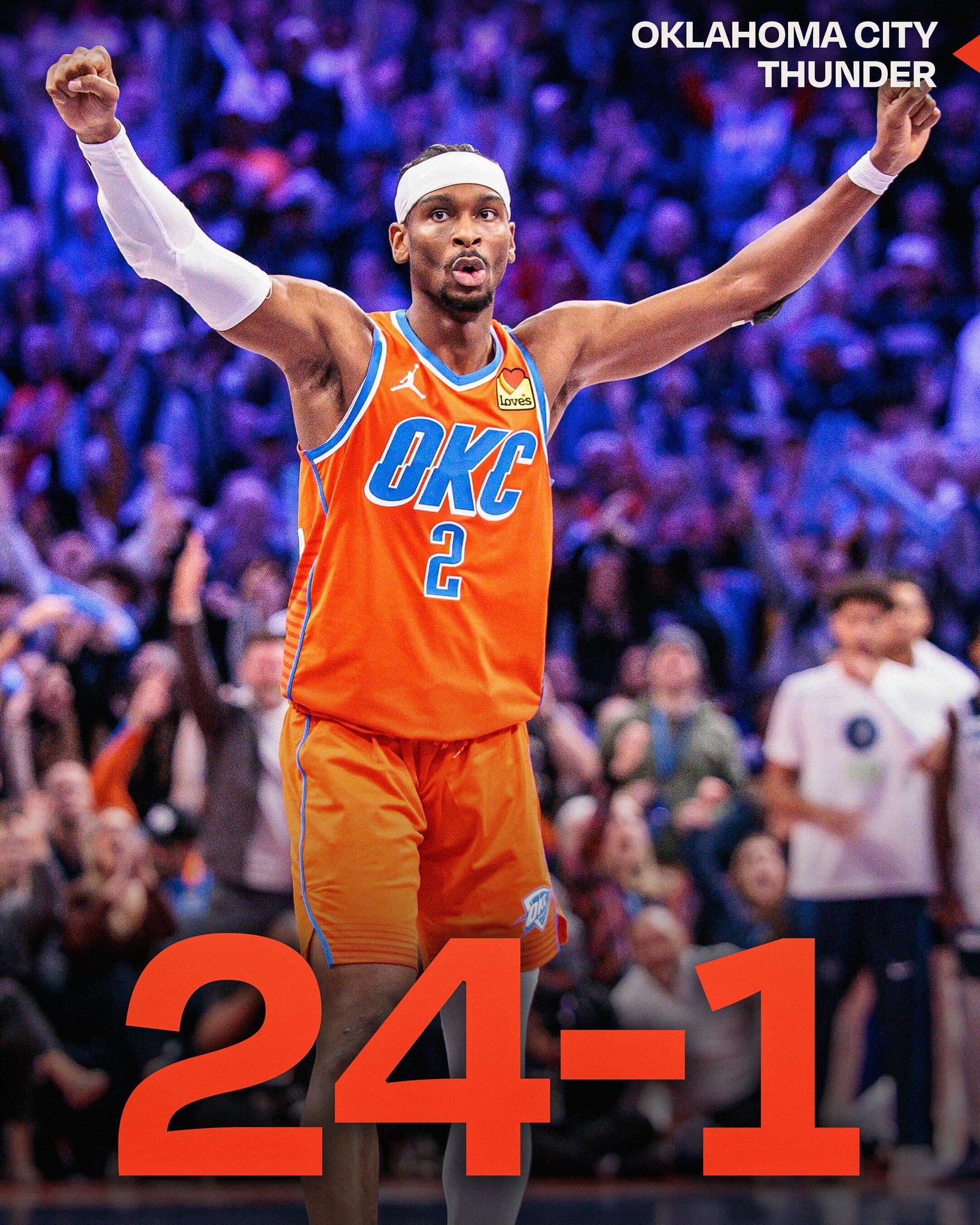 NBA RECORD-TYING 24-1 START.

OKC RECORD-SETTING 16 STRAIGHT WINS.

TRIP TO VEGAS BOOKED.

THUNDER DOMINANCE CONTINUES.