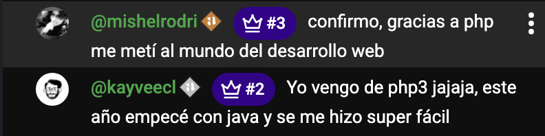 jordy_4sd's tweet image. Justo hablando con los miembros del canal en el stream de navidad y me dicen esto sobre su experiencia aprendiendo con PHP y lo fácil que fue pasar a otros lenguajes de programación viniendo de PHGod.