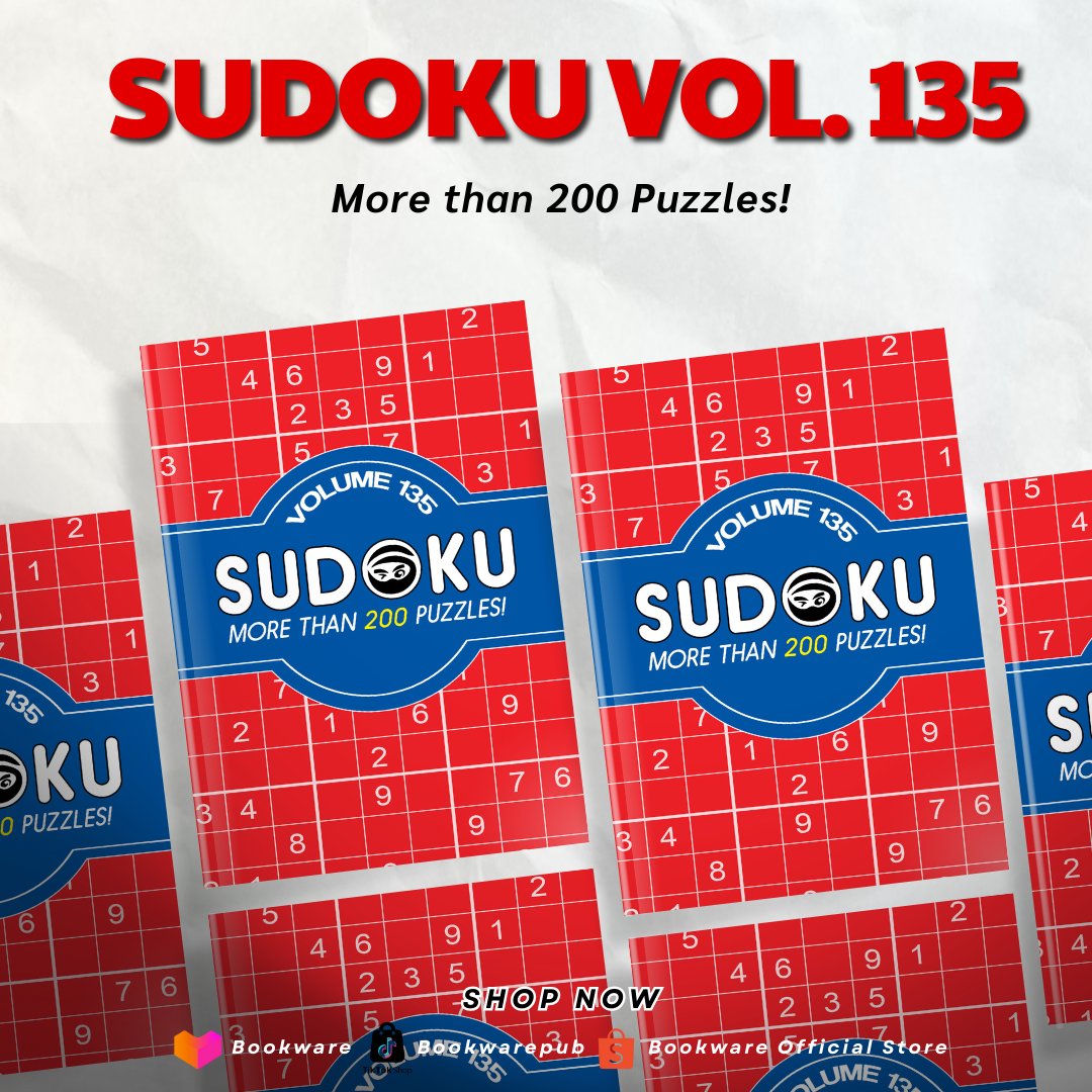 Sudoku 135 is now available! The perfect brain-boosting gift for Christmas. 🎁🧩

Available at:
~ lazada.com.ph/shop/bookware
~ shopee.ph/bookware
~Tiktok shop : @ bookware
~ NBS, Expressions, Pandayan branches

#BookwareChristmaGiftIdeas