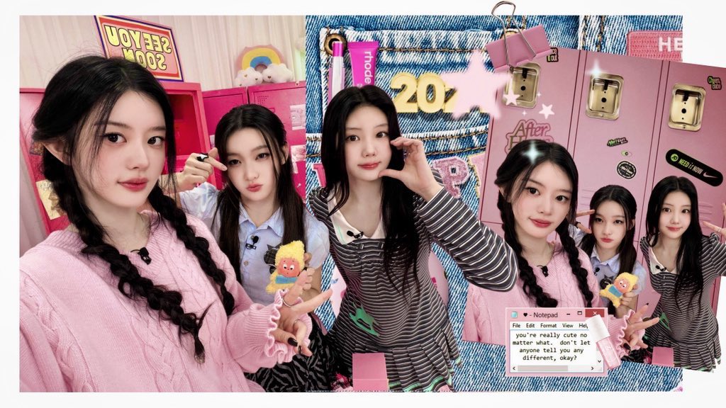 [ . . . ] ¹ 더 이상 귀엽지 않아★ 💬⠀𝟷꯭𝟷. Serving chaos, and questionable decisions. friendship edition. A pack of glitter-coated problems and everyone loved it. Cute faces, dangerous energy, take your pick.