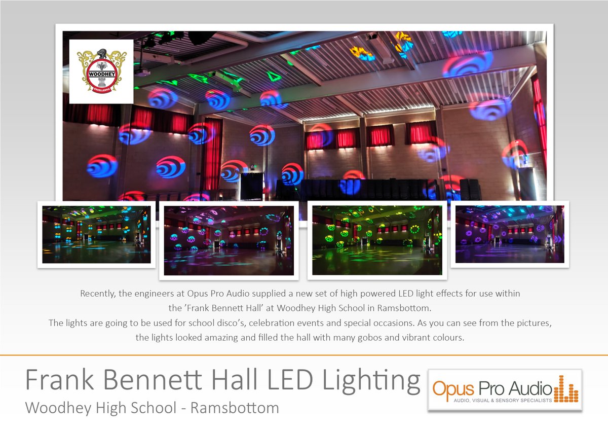 OpusAv's tweet photo. @OpusAv recently supplied some new high powered LED effect lighting to a local high school to use within their main hall.

#Opusproaudio
#Education
#Lighting
#LED
#Gobos
#Highpowered
#yourlocallightingcompany
#lookinggood

📌 - Opus Pro Audio
🙂 - Pinky
☎️ - 01282 420 795 https://t.co/I8oDKEZTcL