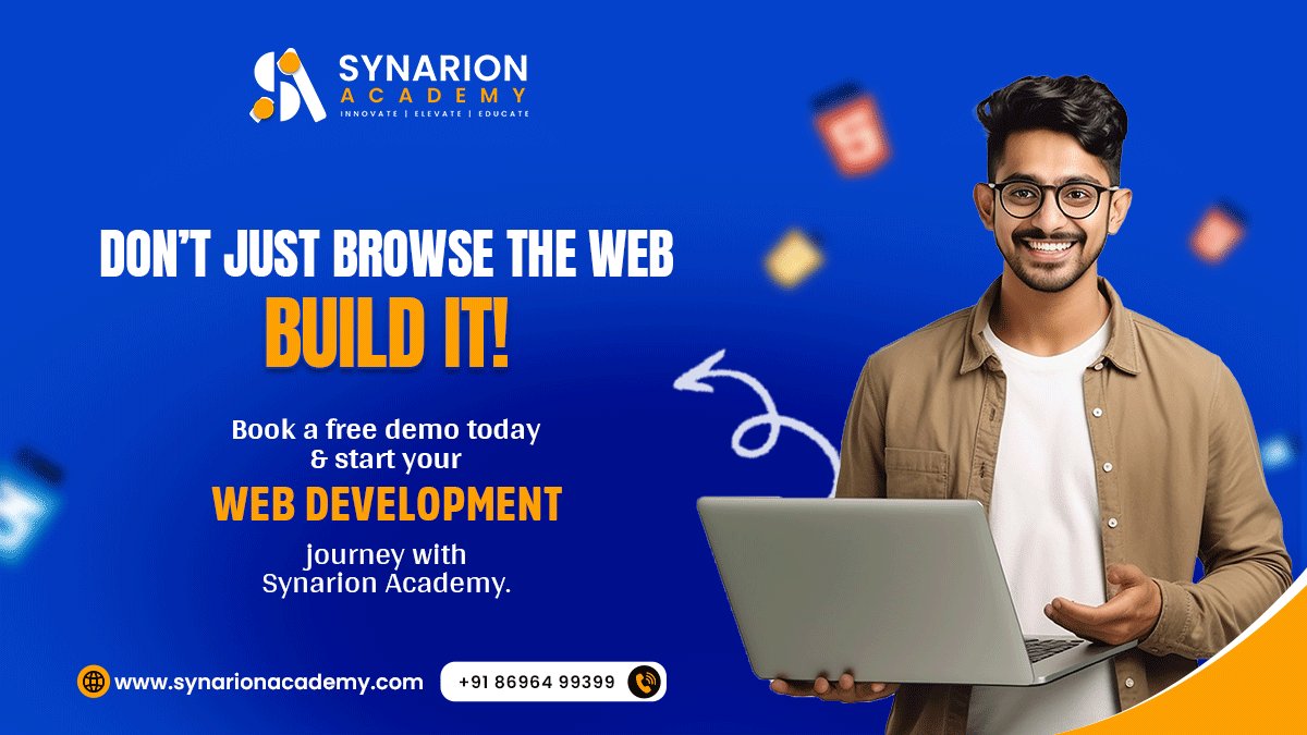 synarionacademy's tweet image. Turn your ideas into powerful websites! 

Start your Web Development journey with Synarion Academy and learn from industry experts.

🌐 synarionacademy.com

📞 +91 86964 99399

#WebDevelopment #CodingJourney #LearnToCode #SynarionAcademy #WebDeveloper #TechSkills