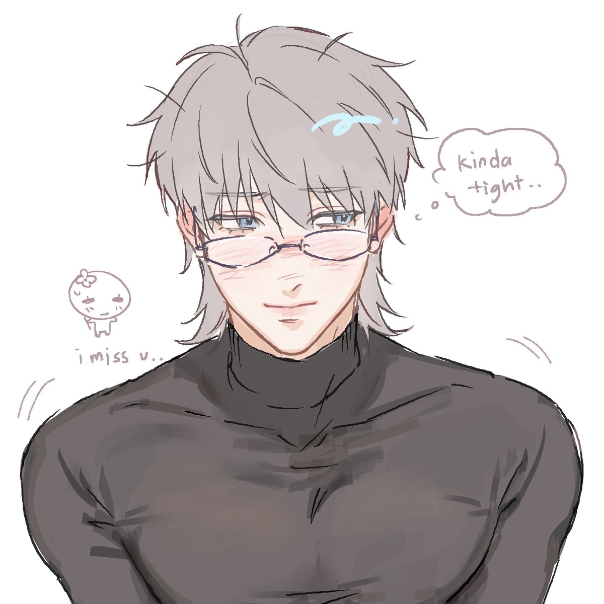 finished some comms so i doodled his tits as a treat