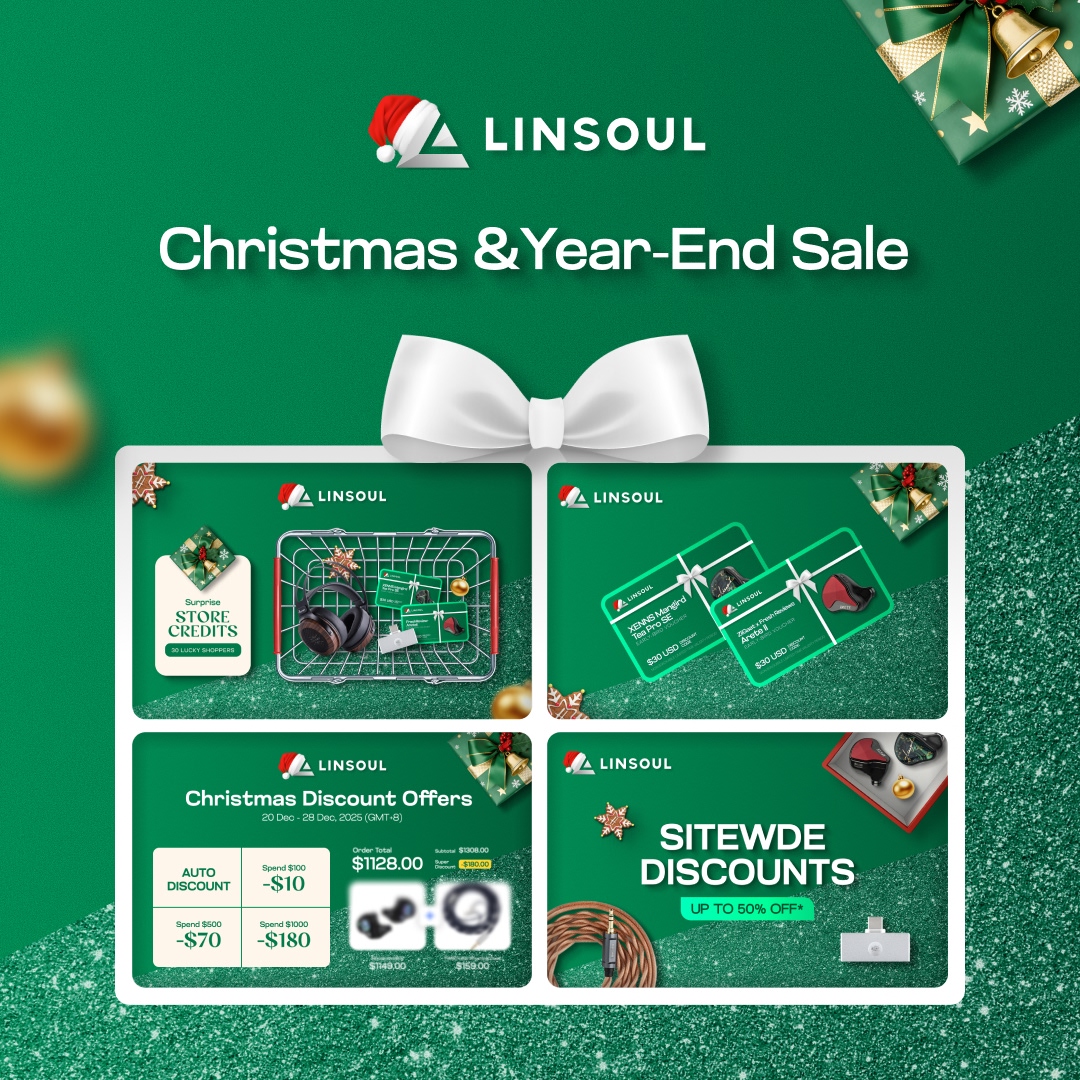 #Linsoul Christmas &amp; Year-End Sale 2025 is coming soon! 🎉
Pre-sale period: 15 - 19 Dec (GMT+8)
Sale period: 20 - 28 Dec (GMT+8)
Stay tuned for our #Giveaway and updates~

#iems #headphones #audiophile #hifi #Christmas #giftideas #YearEnd #LinsoulXMASEOY25