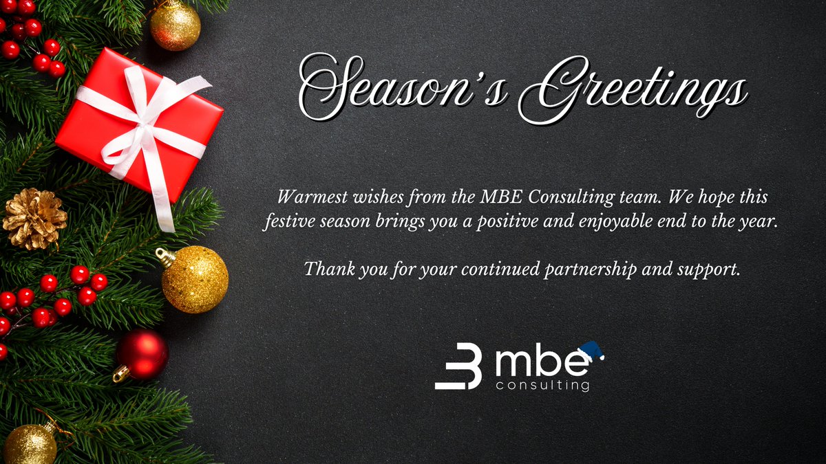 Warmest wishes from the MBE Consulting team as we approach the end of the year. Thank you to our clients, partners and colleagues for your continued trust and collaboration.

We look forward to working with you in 2026.

#MBEConsulting #ExcellenceRedefined