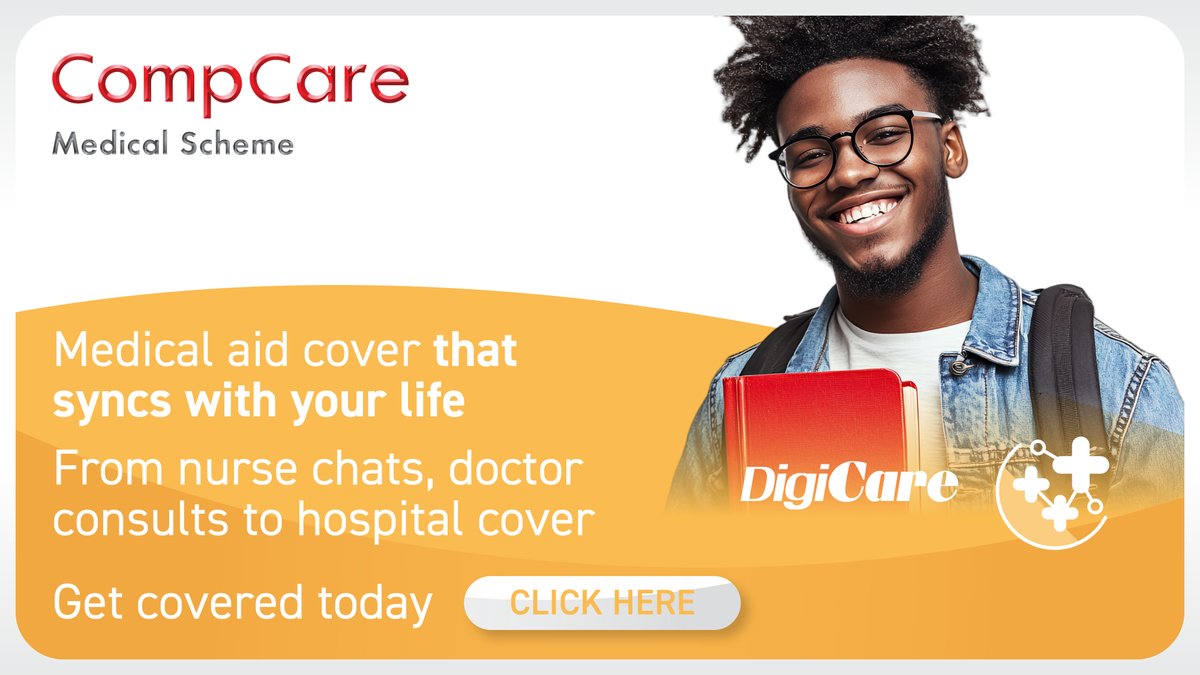 Yfm's tweet image. Tired of healthcare that costs more than rent? 👀
CompCare’s DigiCare gives you full cover, including, hospital, virtual docs, mental health &amp;amp; more, for under R1 000 per month - and 0% increase for 2026 🤯

Tap. Swipe. Covered.👉compcare.co.za/2026-digicare/…
#DigiCare #CompCar