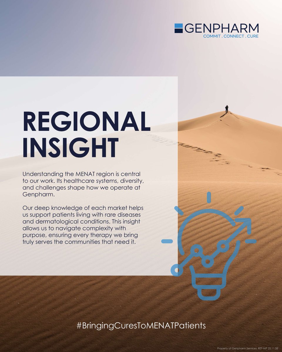 genpharmmena's tweet image. We know MENAT Region and that makes all the difference.
Our local insight helps bring meaningful therapies to patients across the region.

#MENAT #HealthcareAccess #Genpharm