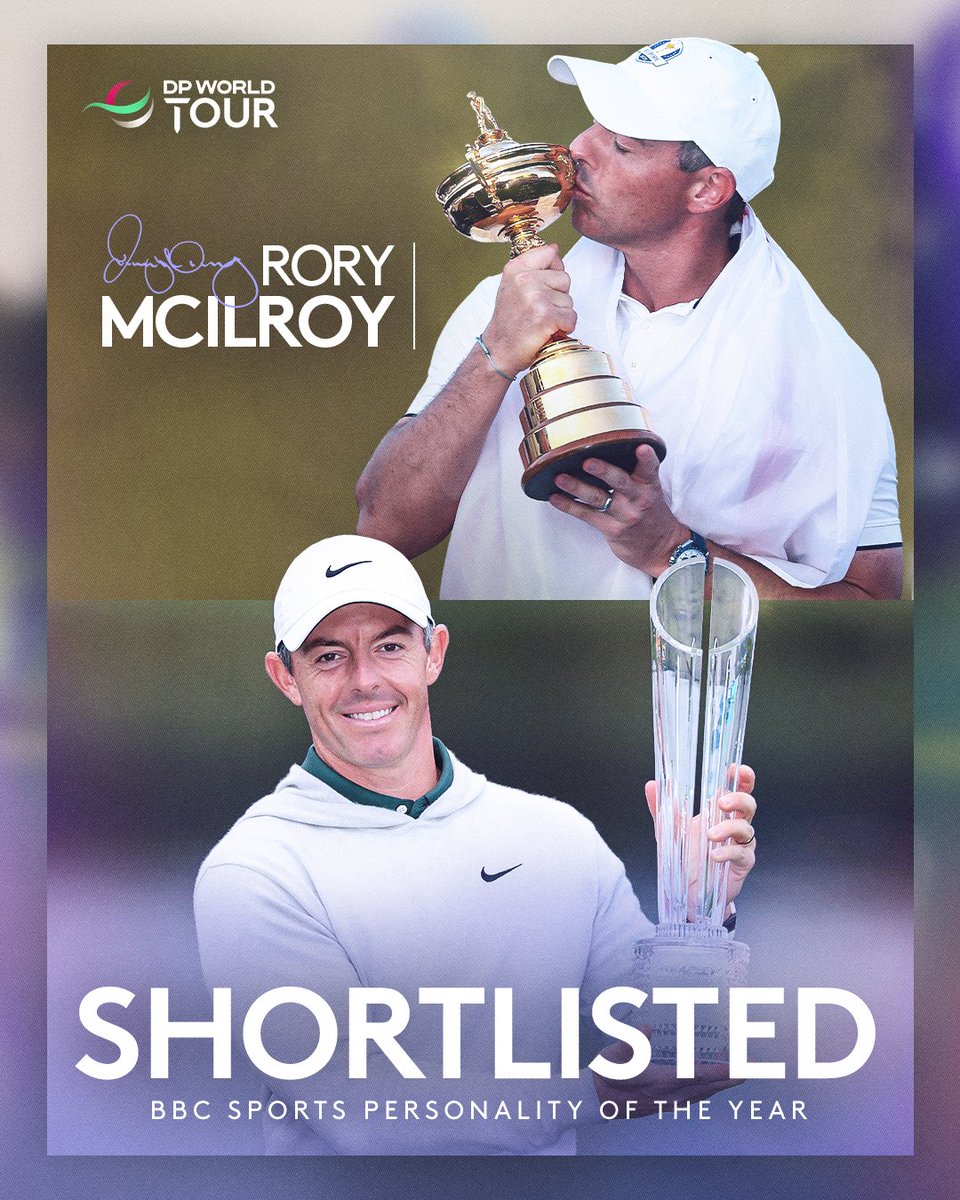 DPWorldTour's tweet photo. Rory McIlroy is shortlisted for the BBC Sports Personality of the Year after his record-breaking 2025 season! https://t.co/Wcd2O4gdeK