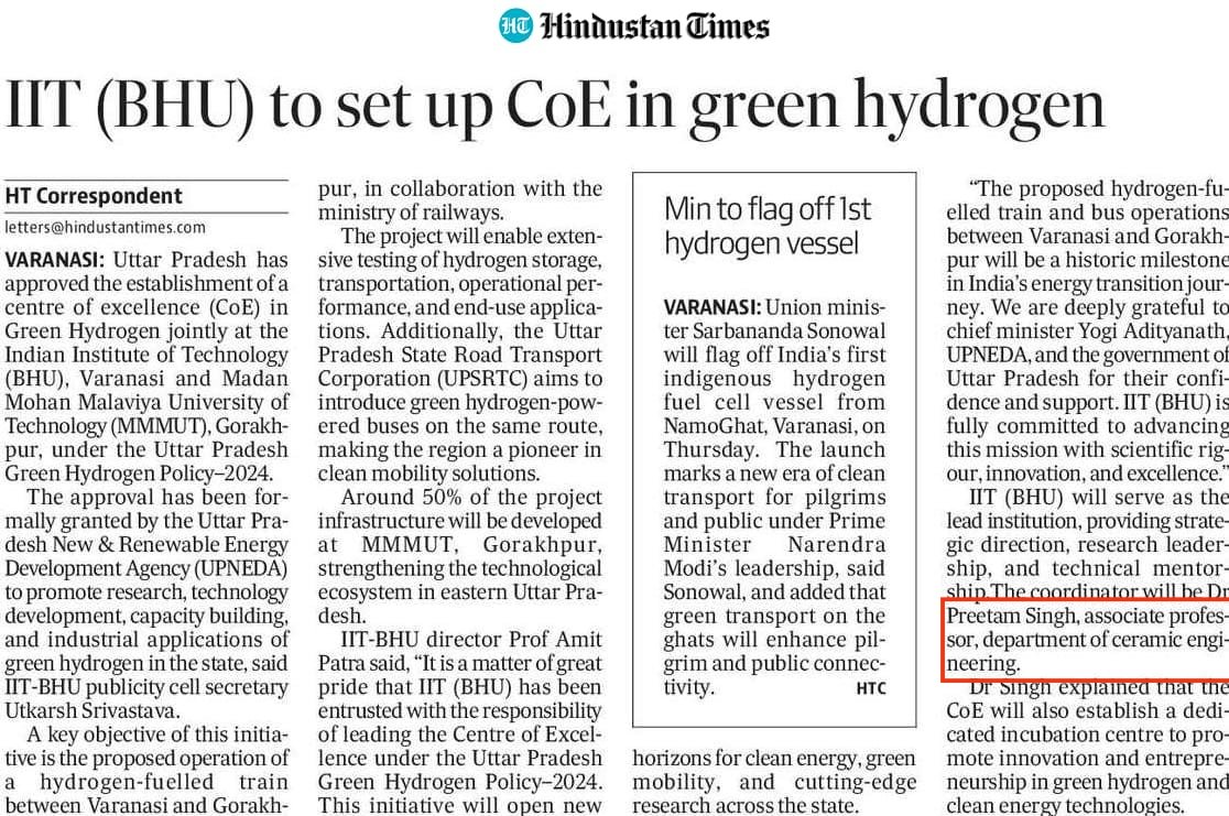 BiezelLtd's tweet image. 💥 Milestone Alert!
UP Govt approves the #GreenHydrogen CoE with IIT(BHU) &amp;amp; MMMUT.
Biezel has been part of this journey from proposal (2024) to every meeting with Dr. Preetam Singh.
We’ll keep powering it with tech support! ⚡🌿
@myogiadityanath @_InvestUP @UPNEDA_Agency