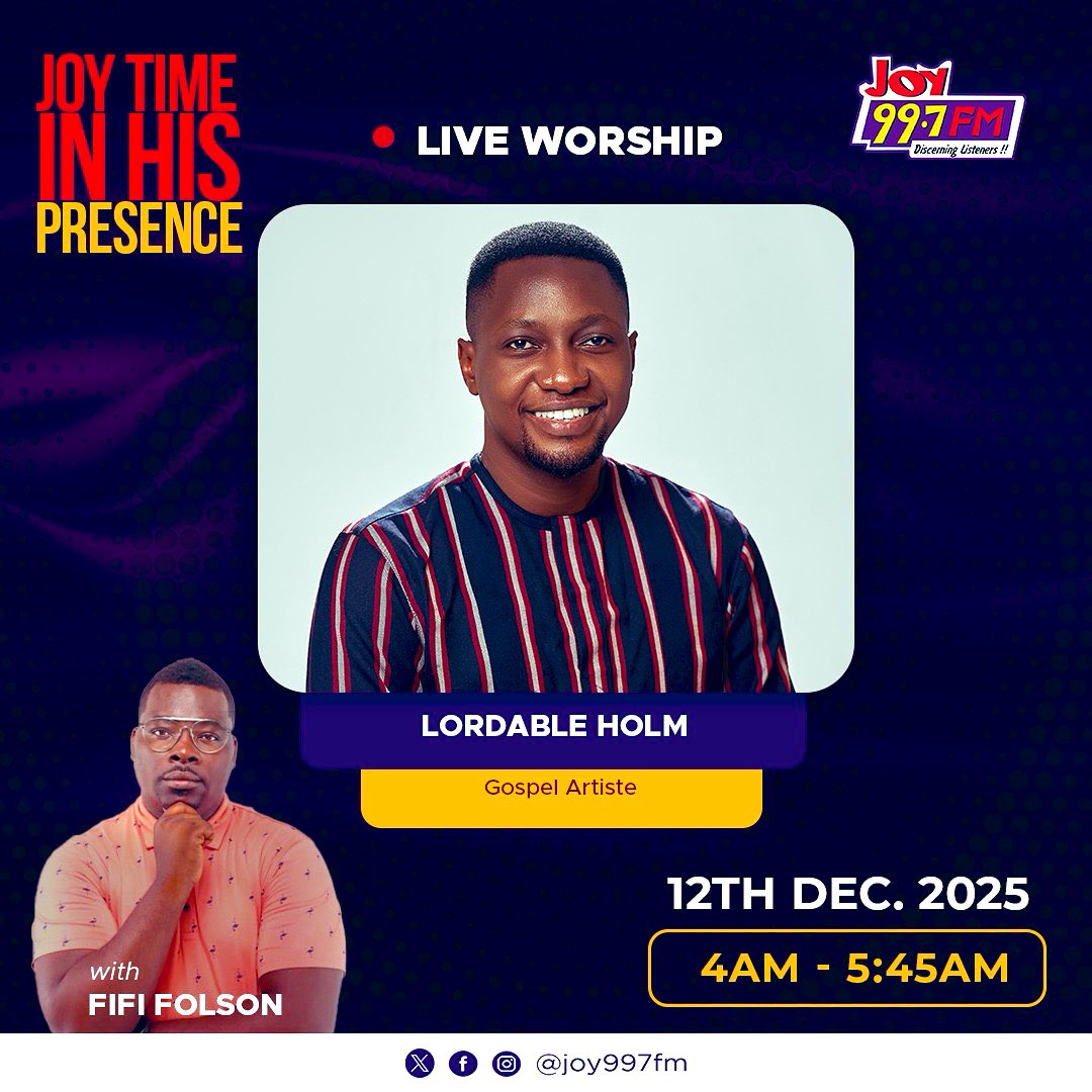 Blessed day family 😇 please join me tomorrow morning on @joy997fm as we glorify our lord and saviour.. Blessings!!!!!

Thank you Uncle <a href="/fififolson/">Fifi Folson</a> 

#lordableholm #joyinhispresence #gratitude #grace 
#glorious #beautyforashes #kingdomminded