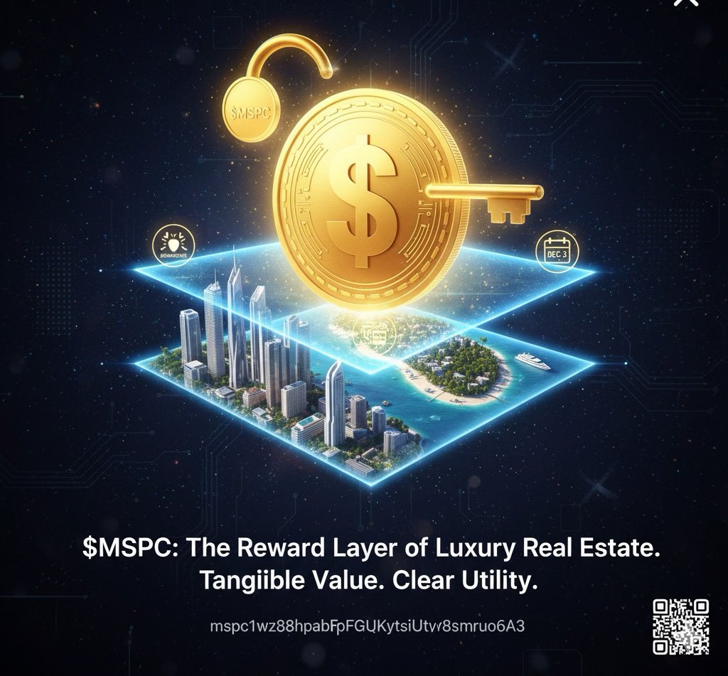 pasting):
$MSPC: It's the Reward Layer of Luxury Real Estate . This token is your ticket to exclusive benefits and travel rewards, all backed 1:1 by real Preferred Series M Shares.
Move beyond speculation and into a token with tangible value and a clear utility roadmap. The