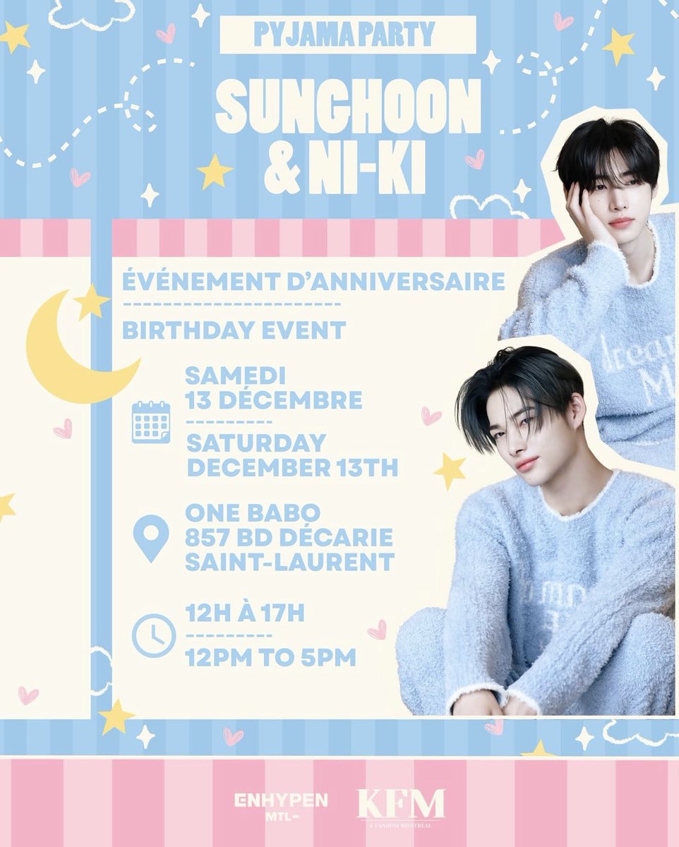ENGENE, it’s time to get cozy because winter is coming in strong! ❄️ Come celebrate Sunghoon and Ni-Ki’s birthdays with us on Saturday, December 13th at One Babo, from 12PM to 5PM!