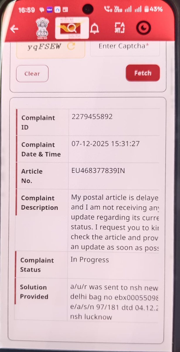 theRavind's tweet photo. @IndiaPostOffice I filed a complaint on 7th December, but no action has been taken so far. I now need to submit another complaint regarding the inaction on my earlier complaint. Kindly provide the solution ASAP https://t.co/rouVjULjJZ