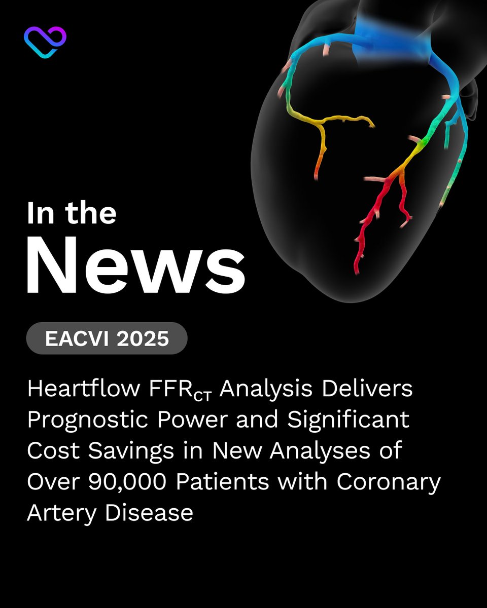 Heartflow's tweet photo. New real-world data provides one of the clearest looks yet at how Heartflow FFRct delivers prognostic power and reduced costs at scale.
In analyses from the largest FFRct study conducted to date, lesion-specific Heartflow #FFRct both accurately predicted individual cardiovascular outcomes and exceeded modeled projections for system-wide cost savings—highlighting its value for large health systems focused on precision care.
Learn more here: https://t.co/rSuB3RtEDA
#MedTech #CoronaryCare