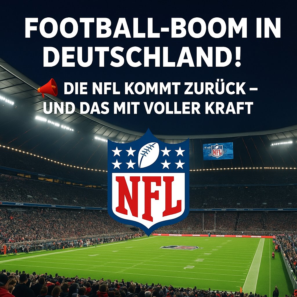 🏈 Football-Boom in Deutschland!

📣 Die NFL kommt zurück – und das mit voller Kraft!

Deutschland entwickelt sich zunehmend zu einem der wichtigsten Football-Standorte außerhalb der USA. Die NFL baut ihre Präsenz weiter aus – und die Begeisterung hierzulande wächst von Jahr zu