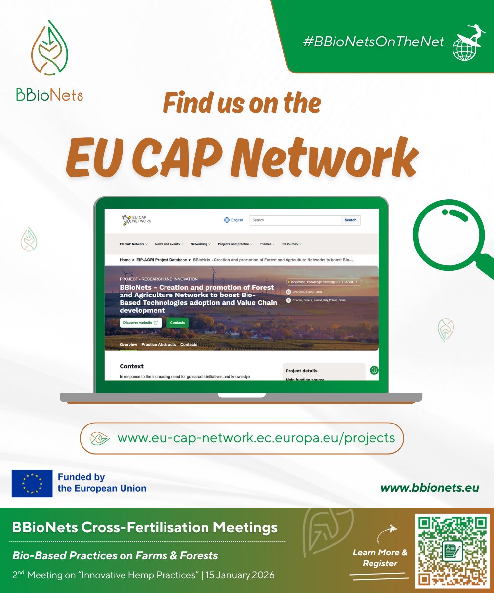 bbionets_eu's tweet photo. 🌊 Yet another wave of #BBioNetsOnTheNet — this time of interest to #Agriculture & #Forestry stakeholders!
Check out our page on the @eucapnetwork: the #BBioNets #Overview & #PracticeAbstracts await!
🔗 Surf on over and discover more: https://t.co/echVw9TvBL https://t.co/9BFSPsLBBT