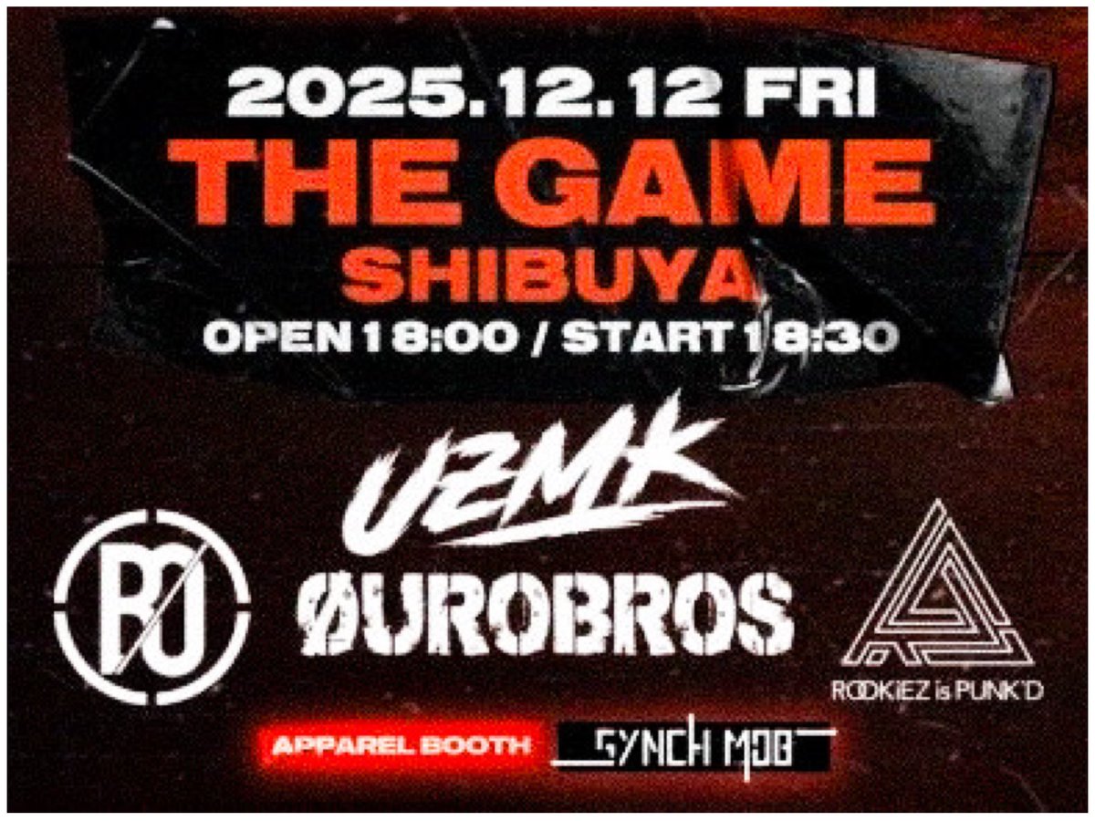 praynco's tweet photo. 【速報】
明日 私めNOKS
DJにて出演 急遽決定🫵🏻🫠
仲間の為なら
微力ながらえんやこらせーい🏮
#UZMK
#BACKON
#OUROBROS
#ROOKiEZisPUNKD https://t.co/vnG7cMA0Cj