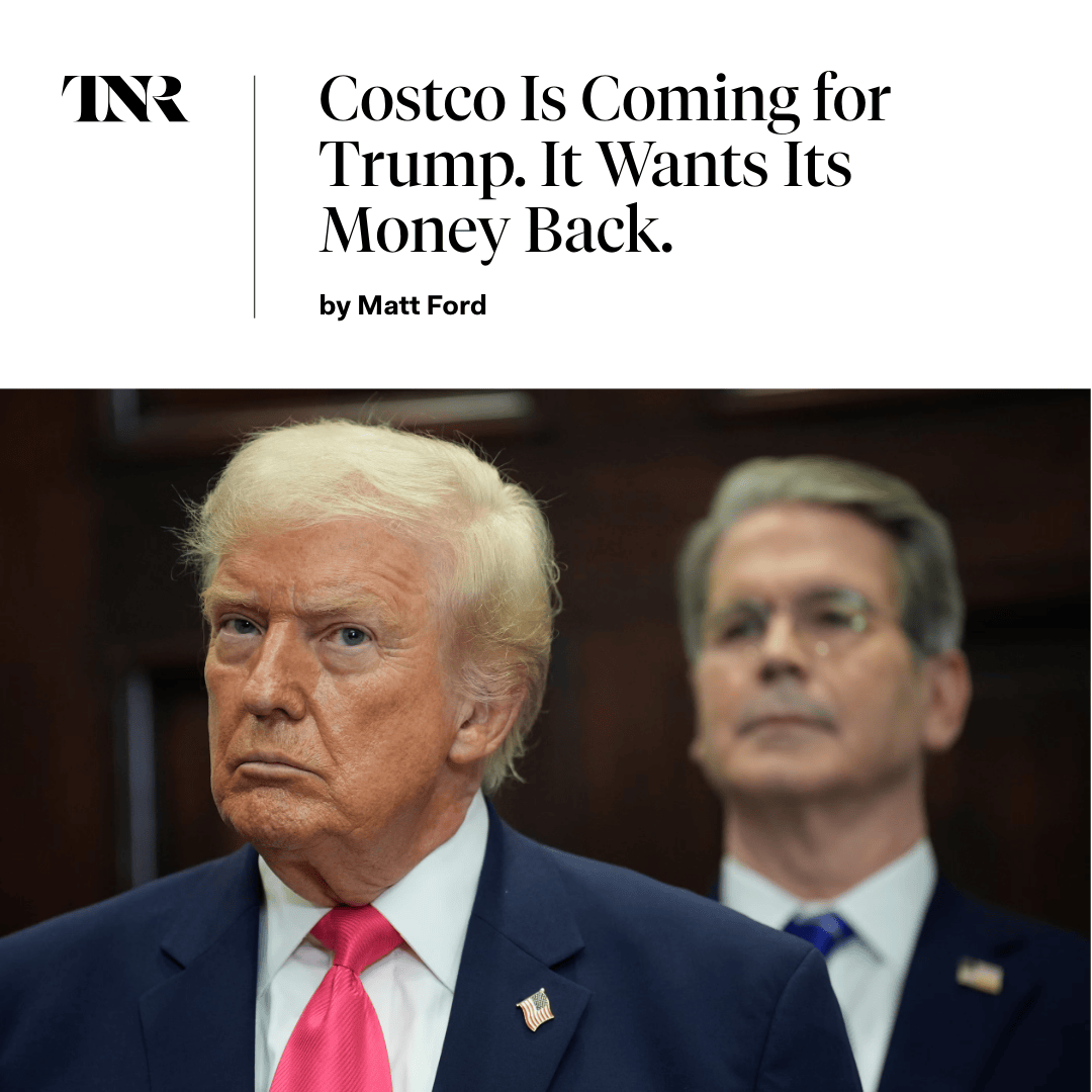newrepublic's tweet photo. Costco’s lawsuit stands out not only because of the size of the company involved, but because it illustrates how tariffs actually work—and exposes the Trump administration’s lies about them.

https://t.co/Gv0QeD43hY https://t.co/fkJwDhhd8p