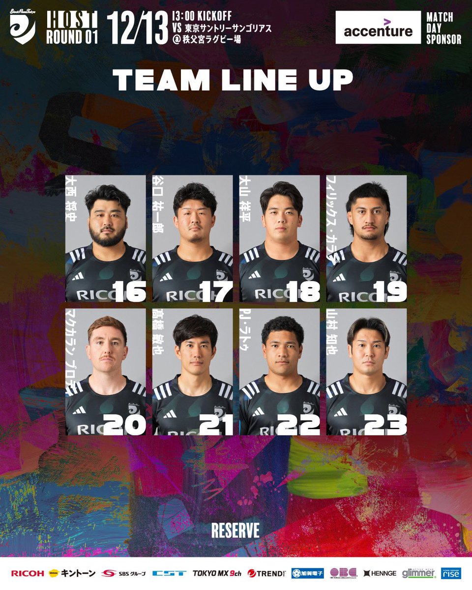 RICOH_BlackRams's tweet image. ||◤ 𝐌𝐄𝐌𝐁𝐄𝐑 ◢||
🏆#NTTジャパンラグビーリーグワン 2025-26 第1節
🗓️2025年12月13日(土) 13:00K.O
🆚#東京サンゴリアス
🏟️秩父宮ラグビー場(東京都)

出場メンバーが決定いたしました🐏
熱いご声援よろしくお願いいたします📣🔥

🔗blackrams-tokyo.com/news/game/2025…

#BlackRamsTokyo…