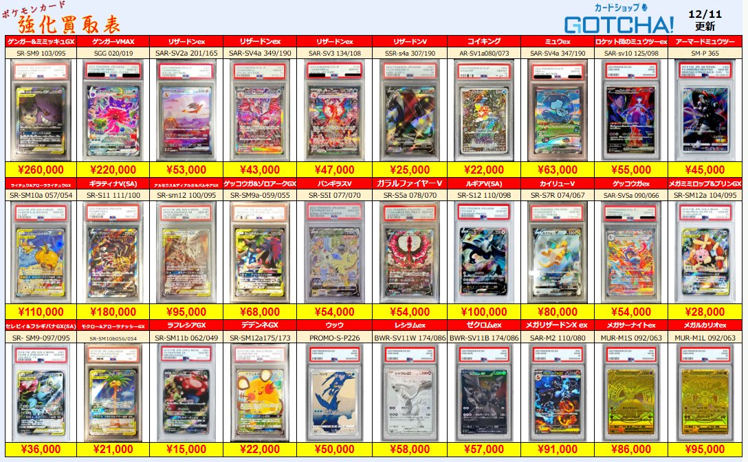 12/11更新 ⚡🔥【PSA強化買取表 ③】🔥⚡ 【PSA10】ゲンガー