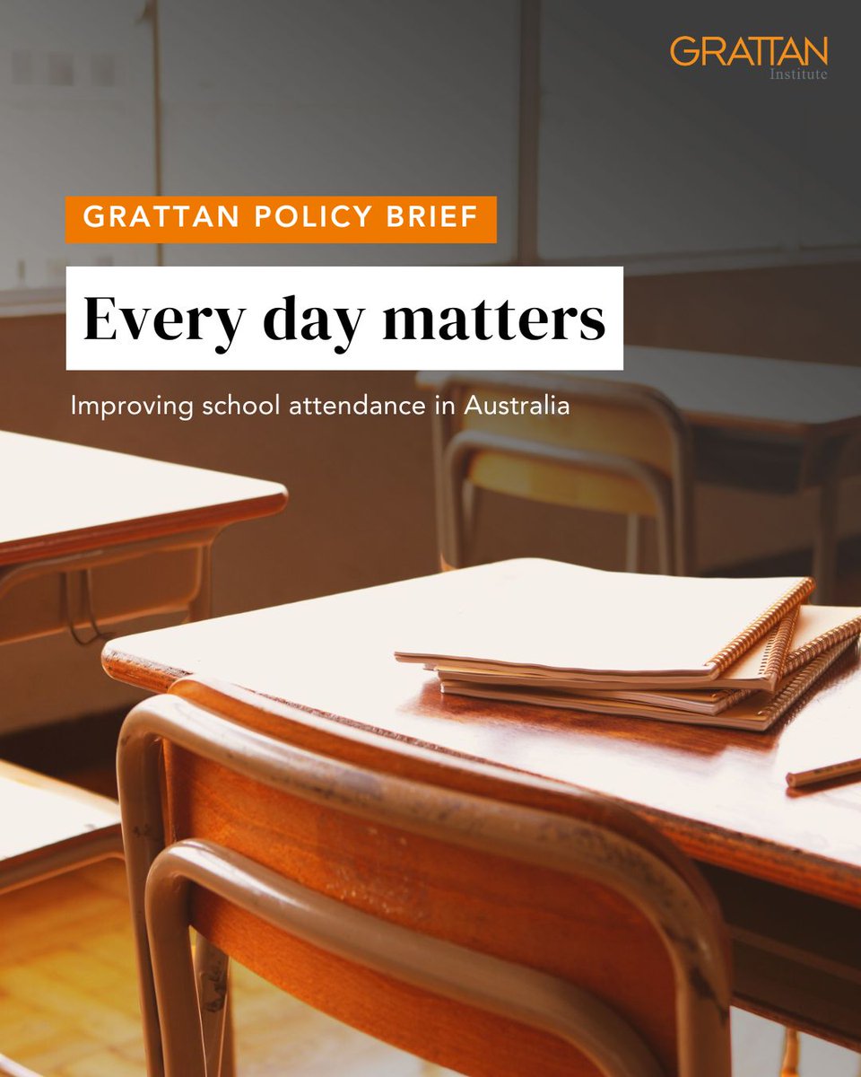 GrattanInst's tweet image. On a typical school day in Australia, about 11% of students who should be at school are absent. 

Every day matters. Which is why we've launched our new policy brief on how to improve school attendance in Australia. buff.ly/XUEYv4T
