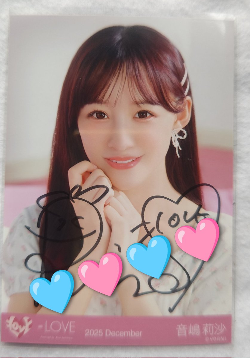 ラブソングジャケット衣装 莉沙ちゃん直筆🩵🩷 やばいかわいすぎる姫