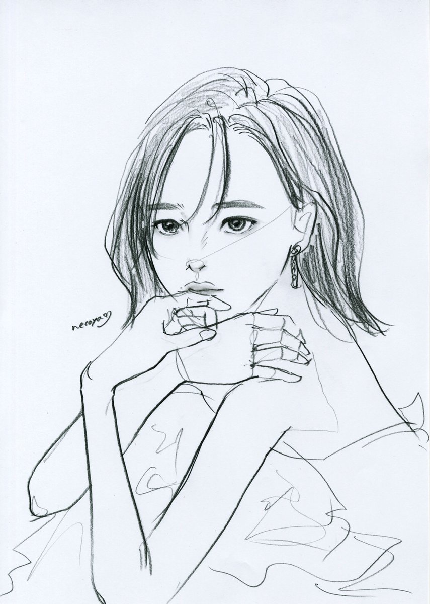 専用　手描きイラスト　鉛筆画　無防備な少女　オリジナル　キャミソール