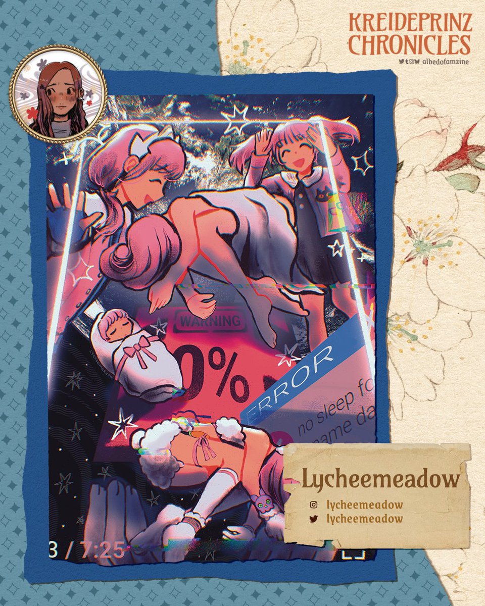 ✦ CONTRIBUTOR SPOTLIGHT ✦

Please welcome our next page artist, Lycheemeadow! Their vibrant colours bring a playful and charming vibe to the zine!

Instagram: lycheemeadow 
Twitter: <a href="/lycheemeadow/">lychee 🌾 🔜 sjmade friendfest d205</a>
