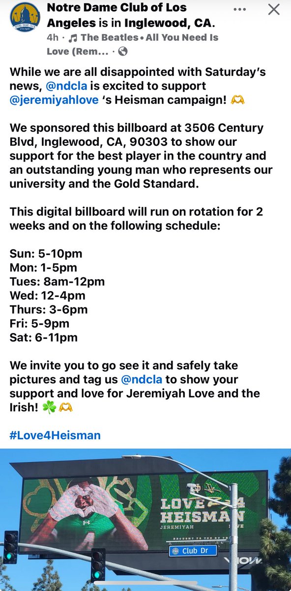HoltzHeroes's tweet photo. From the east to the west, @JeremiyahLove is the best! Love it.
Job well done Notre Dame Club of LA.
โ๏ธ ๐ ๐ด #4eisman https://t.co/5KG5uwdwNd